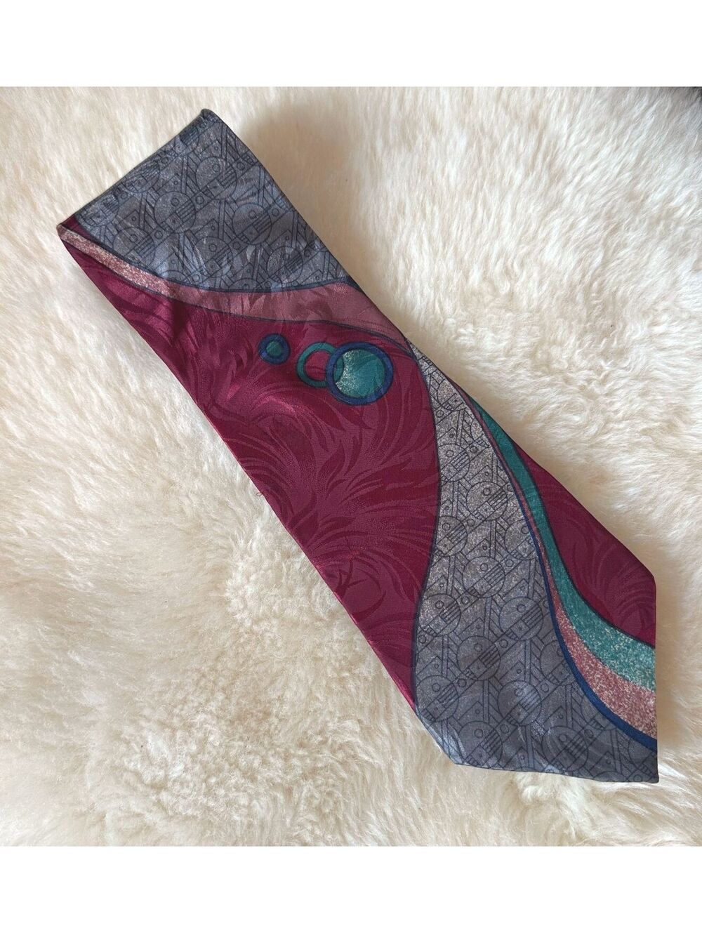 Vintage Bloomingdales LT Designs Italian Silk Tie Retro Sci Fi Wearable Art 56x4